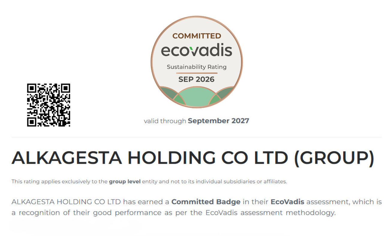 Alkagesta EcoVadis Committed Badge recognition graphic